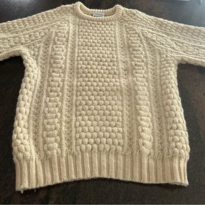 Women’s 100% Pure Wool Cream Irish Sweater Size Medium